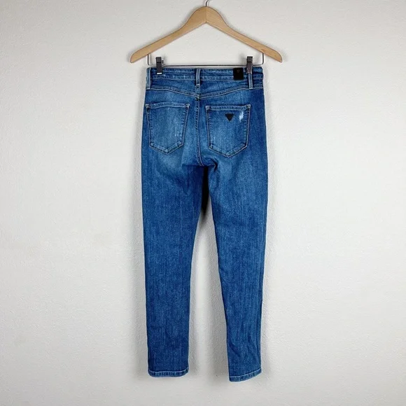 GUESS Embroidered Floral Distressed Hugh Rise Skinny Jeans Sz 26 - Picture 4 of 10
